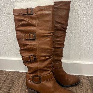 Sofft Tan Leather Buckle Boots